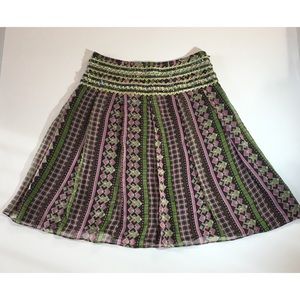 Free People Boho Embellished Silk Chiffon Skirt